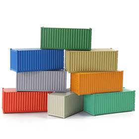 Evemodel C8720-8 8pcs Mixed Different 20ft Freight Container 7cm 3cm 2.8cm/2.76in 1.18in 1.1in