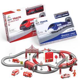 Wj-465dx Hdj 92pcs Race Track Set For Boys Red