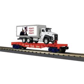 Mth Electrc Trains Mth3076937 Electric O Scale Rak Trump Flat With Box Truck Model Kit