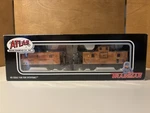 Atlas Ho Trainman Maine Central Cupola Caboose #657 & #660 Pair Nib Pine Tree. Fixed Price $80.00.