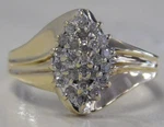 Ladies 10K Yellow Gold Diamond Ring W/ White Rhod High, Ci, 1/4 Cttw, 3.3G, Sz 7. Fixed Price $269.00.