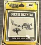 Woodland Scenics Details D210 Plow, Disc, Horse & Man Nos. Fixed Price $14.99.