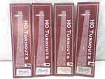 (4) Ho Shinohara #4 Rh Turnouts Original Boxes (lot 5058). Fixed Price $55.00.