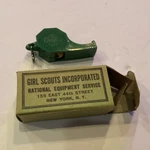 Vtg Mid-century 1960S Plastic Green Girl Scouts Of America Cork Whistle W/box. Fixed Price $14.00.