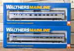Walthers Ho Via 85' Budd Diner & Baggage-lounge Cars, #910-30159 / 910-30059. Fixed Price $59.95.