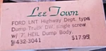 Lee Town Ho 432-3041 Ford Lnt Highway Dept. Type Dump Truck Kit Details Below. Fixed Price $19.95.