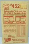 Kadee 452 Ho Bachmann Plus F7A And Units Coupler Conversion Kit. Fixed Price $13.63.