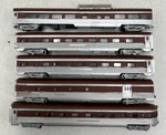 Lot Of 5 Custom Rivarossi & Con-cor Maroon Silver Passenger Train Car Set. Fixed Price $40.19.