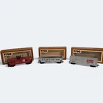 Lot Of Tyco Scale Train Cars: 328J Caboose, 344C Hopper, 329A Boxcar. Fixed Price $15.29.