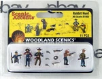 Ho Scale Rabbit Hunt Figures - Woodland Scenics Accents #A1903. Fixed Price $15.00.
