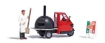 Busch 7992 Ho Scale Piaggio Ape With Pizza Oven, Figure, Peel, Sign. Fixed Price $41.99.