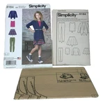 Simplicity Sew Pattern 8184 Girl's Skirt Leggins Tank Cardigan 8-16. Fixed Price $5.00.