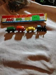 Vtg. Miniature Metal Painted Railroad Train (set Of 4) W/ Box, Shackman Co. 1984. Fixed Price $24.25.
