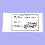 Jordan Products 360-217 Ho Highway Miniatures 1929 Ford Station Wagon Kit New. Fixed Price $14.99.