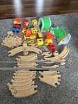 Vintage 1991 Fisher Price Flip Track Rail Road Toy Train Set 43 Pieces. Fixed Price $25.00.