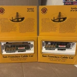 Two Bachmann San Francisco Cable Cars Authentic Ho Scale Model Railroad Nib. Fixed Price $45.00.