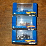 Lot Of 3 Hot Wheels Grey White Black Flames Purple Passion Diecast Cars In Box. Fixed Price $21.50.