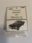 Williams Brothers Ho Scale 1964 Pontiac Gto Kit #56200. Fixed Price $14.49.