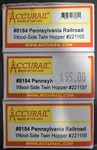 Scale Accurail 8184 Prr Wood Side Twin Hopper 3 Pack. Fixed Price $54.95.