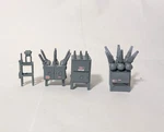 Custom Built 1/87 Ho Scale Set Of 4 Substation Power Transformers & Equipment. Fixed Price $34.95.