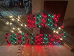 44" Lighted Holographic Merry Christmas Sign W/ Santa Holiday Window Decor. Fixed Price $59.99.
