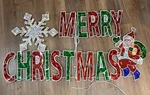 Enchanted Forest Lighted Holographic Merry Christmas Sign W/santa Holiday Decor. Fixed Price $42.99.