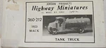 Jordan Products Highway Miniatures C-212 Ho Scale Mack Tank Truck Plastic Kit. Fixed Price $21.98.