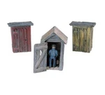 Woodland Scenics D214 Outhouses (3) & Man Set Structure Kit. Fixed Price $19.89.