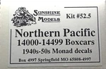 Ho Sunshine Models 52.5 14000-14499 Boxcar Kit Northern Pacific. Fixed Price $119.99.