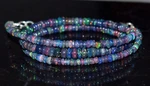 Natural Black Ethiopian Fire Opal Roundel Beaded 16''NECKLACE 925 Silver F3745. Fixed Price $28.22.