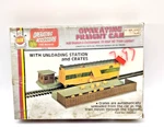 Vintage Ahm Ho Operating Freight Car Set With Unloading Station & Crates #11015. Fixed Price $26.55.