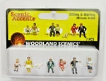 Ho Scale Woodland Scenics A1834 People Sitting & Waiting Figures (7) Pcs. Fixed Price $15.29.