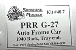 Ho Sunshine Models 48.7 Prr G-27 Auto Frame Car Kit. Fixed Price $109.99.