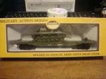 Model Power #9160 Us Army Flatcar W/ M47 Patton Tank Olive Color Knuckle Coup. Fixed Price $27.00.