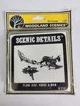 Woodland Scenics D210 Scale Details Plow, Disc, Horse & Man. Fixed Price $6.40.