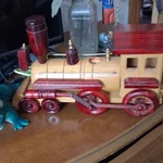 Handcrafted Wooden Toy Train Locomotive Red Natural. Fixed Price $35.00.