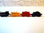 Shackman Co 4-PIECE Miniature Train Set 1984 Painted Metal Railroad Cars. Fixed Price $9.95.