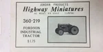 Jordan 360-219 Ho Highway Miniatures Fordson Industrial Tractor Kit. Fixed Price $15.99.