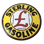 Vintage Sterling Gasoline Sign - Classic Man Cave Uk Pump Porcelain Ad. Fixed Price $117.47.