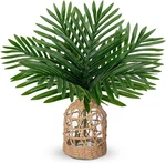Fake Plants 14.2" Faux Palm In Glass Vase, Realistic Tropical Ho. Fixed Price $55.99.