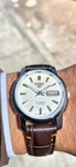 Seiko 5 Automatic 17J Day/date Men Watch White/gold Dial Brown Leather. Fixed Price $145.00.