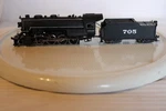 Ho Scale Bachmann, 2-8-0 Steam Locomotive Santa Fe, Black, #705. Fixed Price $80.00.