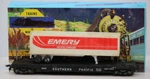 Ho Lionel 0808 Southern Pacific Flatcar W/ Roadchamps Emery Worldwide Trailer. Fixed Price $19.99.