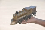 Vintage 3741 Wind Up Litho Golden Print Train Engine Tin Toy, Japan?. Fixed Price $140.00.