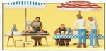 Preiser 10052 Ho Scale At The Market: Two Stands With Umbrellas Accessories. Fixed Price $40.96.