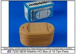 New 7250 Marklin Ho Scale 2.5 Mm Tall Oval Bridge Piers; Box Of 10 Tan Bases. Fixed Price $22.25.