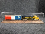 18" Long Ho Scale Model Train Display Case, Walnut Base Excellent Quality-new. Fixed Price $59.99.