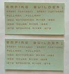 Unbranded Ho Decal-gn Emp Builder River Series Passenger Car (3 Name Options). Fixed Price $6.00.