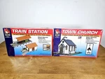 Life Like Ho Model Railroad Station And Town Church Kit #1347 #1350. Fixed Price $26.95.