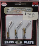 Model Power #497 Scale 3 Brass Short Single Highway Lamps New Sealed Pkg. Fixed Price $14.99.